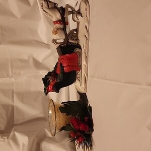 Festive Sleigh and Candle Holder Set in Red and White